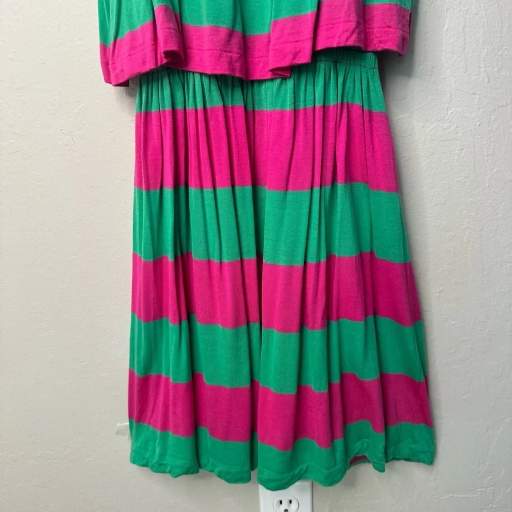 RALPH LAUREN Striped Jersey Knit Sleeveless Dress Pink & Green Loose Fit M 8/10